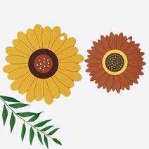 해바라기 실리콘 냄비받침 2P 실리콘 냄비받침대, 2.옐로우(대)+브라운(중)