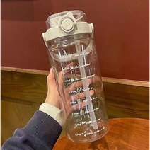 BLOWFISH FUGU 귀여운 스포츠 물통 대용량 휴대용 물통 빨대 + 손잡이 포함, 1.5L, A화이트