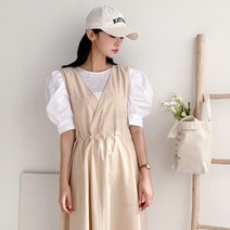 여자 여름 브이넥 랩 스트링 플레어 민소매 롱 원피스