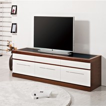 천연무늬목 티얼랑 2단 수납 TV다이 거실장식장 화이트 하이그로시