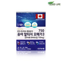 퓨어 RTG 오메가3 EPA DHA 비타민D 비타민E 눈건강 저온초임계 뼈건강 항산화비타민 정제어유 연어오일 영양제 캐나다산, 1개