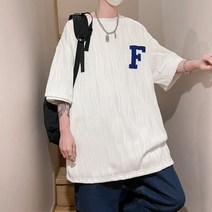 반팔 티셔츠 남녀 트렌드 헐렁 2022 여름 유행 알파벳 수건 라운드 캐주얼 티셔츠 상의