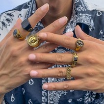남자에 대 한 6Pcs 빈티지 블랙 스톤 링 고딕 해골 초상화 커플 Emo Y2k 패션 쥬얼리 Anillos Mujer Bague Homme