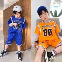 [삐삐네옷가게] 남아 / 주니어 / 바스켓상하세트 주니어 초등학생 여름 컬러풀 농구복 스타일 상하세트 트레이닝 가벼운 상하복 등원 여행 운동복 체육복