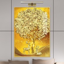 보고아트 돈 들어오는황금 나무 황금 사슴 현관 거실 액자 그림, [6] 황금나무 커플사슴_금배경