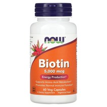 나우푸드 비오틴 5000mcg 60캡슐, 5000 mcg, 60 Count