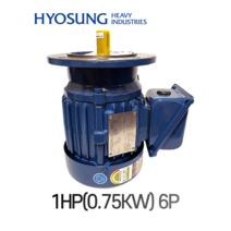 효성모터 1HP(0.75KW) 6극 IE3 프리미엄효율 VT수직 축경24mm, 220/380V