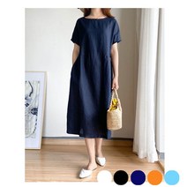 여성 A라인 반팔 여름 롱 원피스 캐주얼 심플 베이직 여자원피스 면원피스 시원한원피스 나들이룩