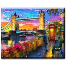 SHEXIU 3D 원형 보석십자수 키트 일체형 캔버스 액자 50 x 40 cm, AE096  호숫가의 다리x1세트
