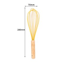 조리일기 실리콘 수동 거품기 노란색 나무자루 1P, 1개, L