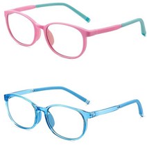 YAROCE 아동용 블루 라이트 안경 업그레이드된 미끄럼 방지 안경 프레임 눈 피로 방지 게이밍 컴퓨터 블루 라이트 차단 안경 십대 소녀 소년용 (귀여운 핑크 블루 크리스탈)