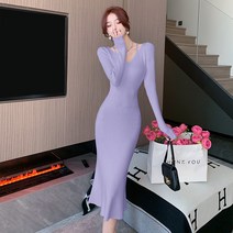 DFMEI 분위기 슬림 니트 원피스 여 이너 퍼 원피스 프렌치 고급감 힙 스커트