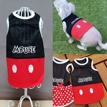 미키마우스 강아지 민소매티셔츠 메시소재 강아지티셔츠, 단품