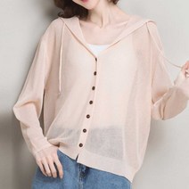 실내 에어컨 가디건 썸머 파스텔 모자 달린 카디건