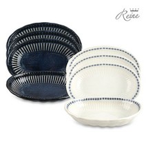 헨느 엠보싱도쿠사 카레접시 4P / 도자기접시 / 그릇, 상세설명 참조, 헨느 엠보싱도쿠사 카레접시 4P/네이비