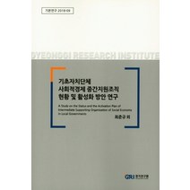 기초자치단체 사회적경제 중간지원조직 현황 및 활성화 방안 연구, 경기연구원