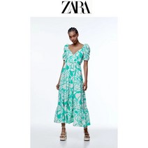 벌룬소매 프린트 조거 롱 ZARA 자라 여성 원피스