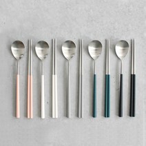 골든벨 모네 젓가락 숟가락 신혼 부부 수저세트, 그린