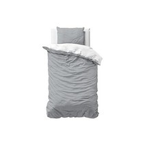 Sleeptime 수면 시간 침대 린넨 투페이스 146129, 140 x 200 cm, White / Grey