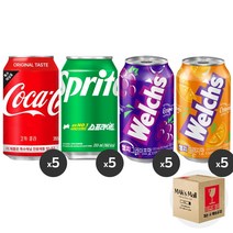 [막스] 혼합세트 355ml 20입(각5개씩) 뚱캔 제로 캔음료 음료수 캔콜라 캔사이다, 10)코카콜라5 스프라이트5 웰치포도5 웰치오렌지5