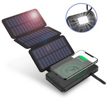 태양열충전기 휴대용 태양광 밧데리 보조 배터리 100000mah solar power, 검은색