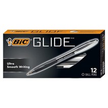 BIC® Atlantis 접이식 볼펜 미디엄 포인트 1.0mm 투명 배럴 블랙 잉크 12개 팩빅 360881