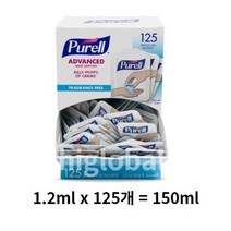 퓨렐 싱글유즈 손소독제 125p, 4개, 150ml