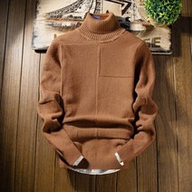 방한 겨울 터틀넥 트렌드 캐주얼 신사복 스웨터 퓨어 컬러 풀오버 슬림 피트 웜