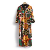 루즈핏원피스 전문점 값1599 먹물 계열 가오리 소매 플라워 패턴 007 할인점 21 여름 와이드 롱 2348381122