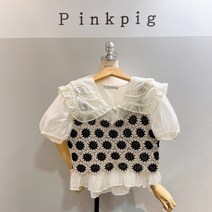 [대구백화점SG] PPA22SET1012_동그라미 뜨개 블라우스 세트