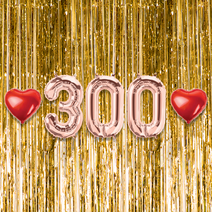 300일 이벤트 포토존 세트 아기 기념일 커플 축하 기념 숫자 풍선 하트, 07.커튼-(골드)-300(소)-로즈골드