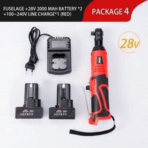 전동라쳇28V 100N. M 전기 렌치 앵글 드릴 스크루 드라이버 3/8 '90 도 무선 래칫 렌치 비계 1/2 리튬 이, 02 Red 2 Battery_02 EU