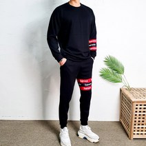 슈프림 삼선 레터링 겨울 기모 트레이닝 맨투맨 조거팬츠 세트