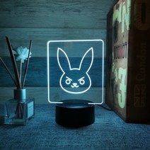 엔보 Dva Bunny 3D 램프 장식 아크릴 LED 아이 나이트 라이트 베어 발렌타인 선물 선물 선물, RGB