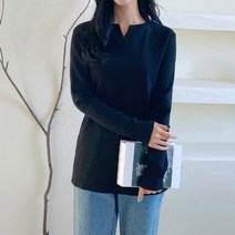 [스위트플러스] 임부복 넥트임 스판 기모 피치 여성 티셔츠