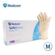 메디콤 세이프베이직 이지핏 라텍스 장갑 아이보리 M 100매, 1개, .