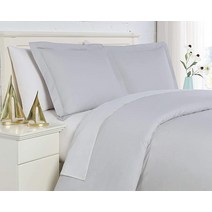 Southshore Fine Living Inc. 300수 프리미엄 품질 싱글플라이 롱 스테이플 면 퍼케일 이불 커버 세트 풀/퀸 루나 그레이