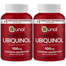 ubiquinol coq10 100mg 소프트젤 qunol 메가 ubiquinol 100mg - 우수한 흡수 - 심장 건강을 위한 코엔자임 q10의 활성 형태 amp 건강한 -, 60카운트(2개 팩)