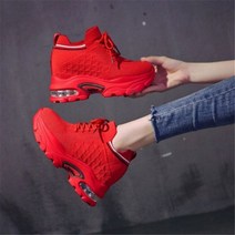 웨지 스니커즈 통굽 신발 플랫폼 여성 패션 슈즈 여성용 85cm 높이 증가 레이스업 캐주얼
