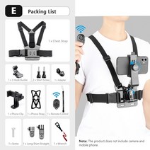 액션캠 스포츠 캠코더 소형 케이스 vamson chest strap 회전 전화 마운트, e