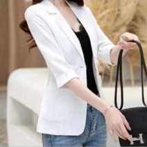 바디원 여름 여성 린넨 7부 소매 자켓