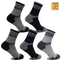 남성용 스포츠 등산 쿠션 기능성 면 양말 5족 중목 헬스 런닝 요가 사이클 골프 테니스 농구 배드민턴 삭스 AP5811, AP5811_5켤레 랜덤