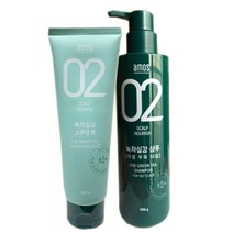 아모스 녹차실감 삼푸액 + 스무딩 팩 세트, 1set