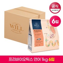 LG 생활건강 LG생활건강 시리우스 윌 프리바이오틱스 피부건강에 좋은 애견사료 연어 1kg x 6팩, 단품없음, 선택완료, 선택완료