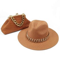 페도라 모자 collocation 범프 캡 대형 체인 액세서리 가방 패션 럭셔리 새