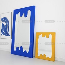 전신 거울 셀피 웨이브 거울 카페 미용실 인테리어, 대형  노란색 거울