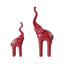 2 pcs 수지 코끼리 동상 인형 공예 장식품 거실 사무실 데스크탑 캐비닛 홈 장식에 대 한 현대 조각, 빨간색