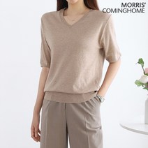 모리스커밍홈 데일리 브이넥 린넨 반팔소매 니트 M2304KN085B