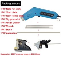 전동 가위TOYOBER 핸드 헬드 전기 폼 커터 그루 빙 조각 핫 나이프 스티로폼 스폰지 가이더와 절단, 01 250W 25cm one set_04 AU