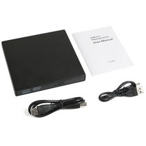 CDDVD플레이어슬림 USB 2.0 외부 DVD CD RW 디스크 버너 콤보 드라이브 리더 플레이어 윈도우 7/8/10 노트, 03 Black